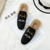 Hairy slippers women's outer wear autumn and winter Muller shoes 2020 new net red lazy shoes flat rabbit hair Baotou half slippe