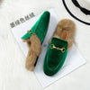 Hairy slippers women's outer wear autumn and winter Muller shoes 2020 new net red lazy shoes flat rabbit hair Baotou half slippe