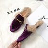 Hairy slippers women's outer wear autumn and winter Muller shoes 2020 new net red lazy shoes flat rabbit hair Baotou half slippe