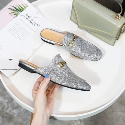 Hairy slippers women's outer wear autumn and winter Muller shoes 2020 new net red lazy shoes flat rabbit hair Baotou half slippe