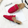 Hairy slippers women's outer wear autumn and winter Muller shoes 2020 new net red lazy shoes flat rabbit hair Baotou half slippe