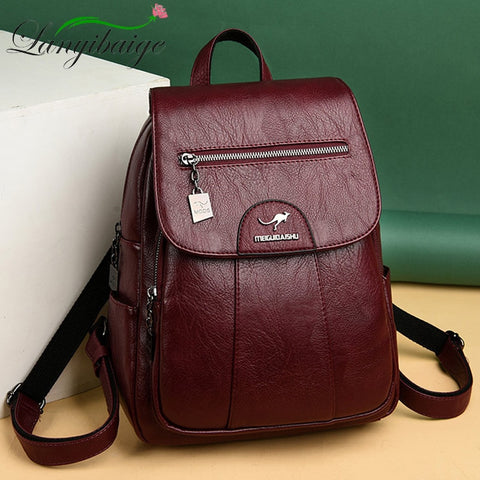 2019 Women Leather Backpacks High Quality Female Vintage Backpack For Girls School Bag Travel Bagpack Ladies Sac A Dos Back Pack