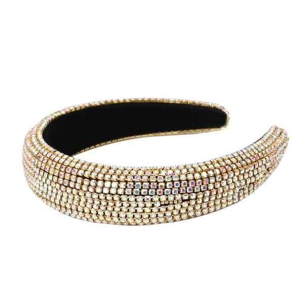 CN Baroque Full Crystal Hair Bands For Women Lady Luxury Shiny Padded Diamond Headband Hair Hoop Fashion Hair Accessories