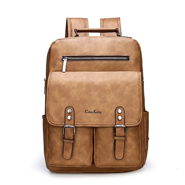 Celinv Koilm Brand Anti theft Leather Women Backpack Laptop Travel Backpack Men Waterproof School Backpack bag for Teenager girl