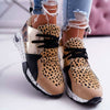 New Fashion Women's Sneakers Leopard Print Leather Thick Bottom Increased Sneakers Casual Comfortable Sports Shoes For Ladies