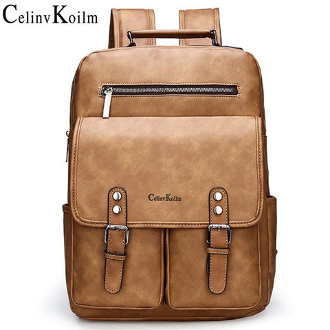 Celinv Koilm Brand Anti theft Leather Women Backpack Laptop Travel Backpack Men Waterproof School Backpack bag for Teenager girl