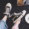 New Women's Fashion Year Vulcanized Shoes Women Sneakers New Rainbow Retro Canvas Shoes Flat Sole Fashion Comfortable High-Top S