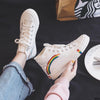 New Women's Fashion Year Vulcanized Shoes Women Sneakers New Rainbow Retro Canvas Shoes Flat Sole Fashion Comfortable High-Top S