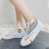 New Women's Fashion Year Vulcanized Shoes Women Sneakers New Rainbow Retro Canvas Shoes Flat Sole Fashion Comfortable High-Top S