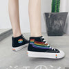 New Women's Fashion Year Vulcanized Shoes Women Sneakers New Rainbow Retro Canvas Shoes Flat Sole Fashion Comfortable High-Top S