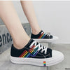 New Women's Fashion Year Vulcanized Shoes Women Sneakers New Rainbow Retro Canvas Shoes Flat Sole Fashion Comfortable High-Top S