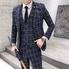 suit men Plaid Blazers+Pant men's Business suit Office Uniform Party suit Korean Slim Fit Single Button men's Tuxedo Asian size