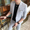 Plaid Suit men Summer Thin Blazer+Ankle-length Pants 2 Pieces set men's business suit New Fashion Casual party Slim Male suits