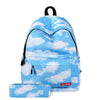 2020 female bag starry sky design pattern backpack Korean two-piece student school bag female meal bag backpack