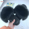 LITTHING 2020 Women Furry Slippers Ladies Shoes Cute Plush Fox Hair Fluffy Sandals Women's Fur Slippers Winter Warm Slippers Hot