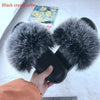 LITTHING 2020 Women Furry Slippers Ladies Shoes Cute Plush Fox Hair Fluffy Sandals Women's Fur Slippers Winter Warm Slippers Hot