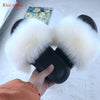 LITTHING 2020 Women Furry Slippers Ladies Shoes Cute Plush Fox Hair Fluffy Sandals Women's Fur Slippers Winter Warm Slippers Hot