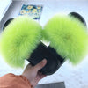 LITTHING 2020 Women Furry Slippers Ladies Shoes Cute Plush Fox Hair Fluffy Sandals Women's Fur Slippers Winter Warm Slippers Hot