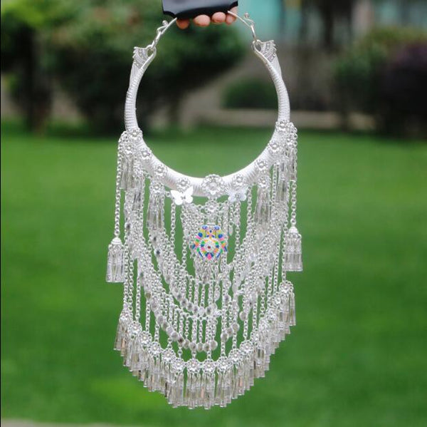 Traditional Miao necklace Hmong wedding jewelry Women Tassel