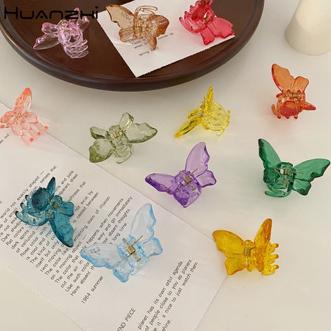 HUANZHI 2020 New Korean Trendy Adorable Acrylic Transparent Color Large Butterfly Hair Clip Hairpin Accessories for Women