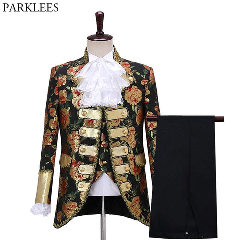 Men's Gothic Style Palace Aristocrat Suit  Palace Court Prince Halloween Masquerade Cosplay Party Suit Set Men Costume Homme XL