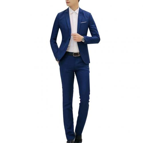 Men's Long Sleeve Button Lapel Suit Suit Business Casual Pocket Suit Two-Piece Set