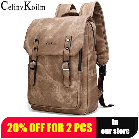 Celinv Koilm Anti theft Men 15.6" Laptop School Bag Men Leather Backpacks Travel Multi Male Mochila Military camouflage style