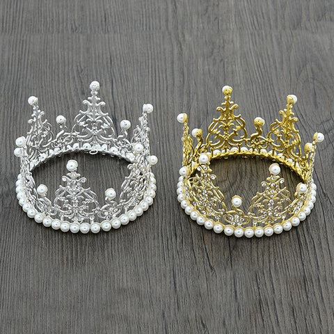 Baby Crown Infants Photography Props Pearl Rhinestone Photoshoot Accessories H55B