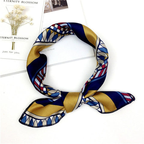 Elegant Head Neck Scarf Silk Feel Satin  Square Skinny Small Vintage Hair Tie Band Multi-Color Hair Accessories Gifts