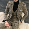 Luxury 3 piece suit men's suit latest jacket design blazer fashion plaid wedding dress tuxedo men's suit (blazer + vest + pants)