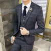 ( Jacket + Vest + Pants ) 2019 Men's England Plaid Casual Suit Mens Classic Single Button Official Suit Groom Wedding Dress Suit