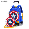 New Primary School Trolley Bags Captain America Children Anime Backpack Schoolbag Child With Wheels ;School Bags With Trolley